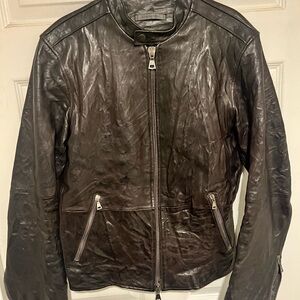 John Varvatos Dark Brown Leather Jacket